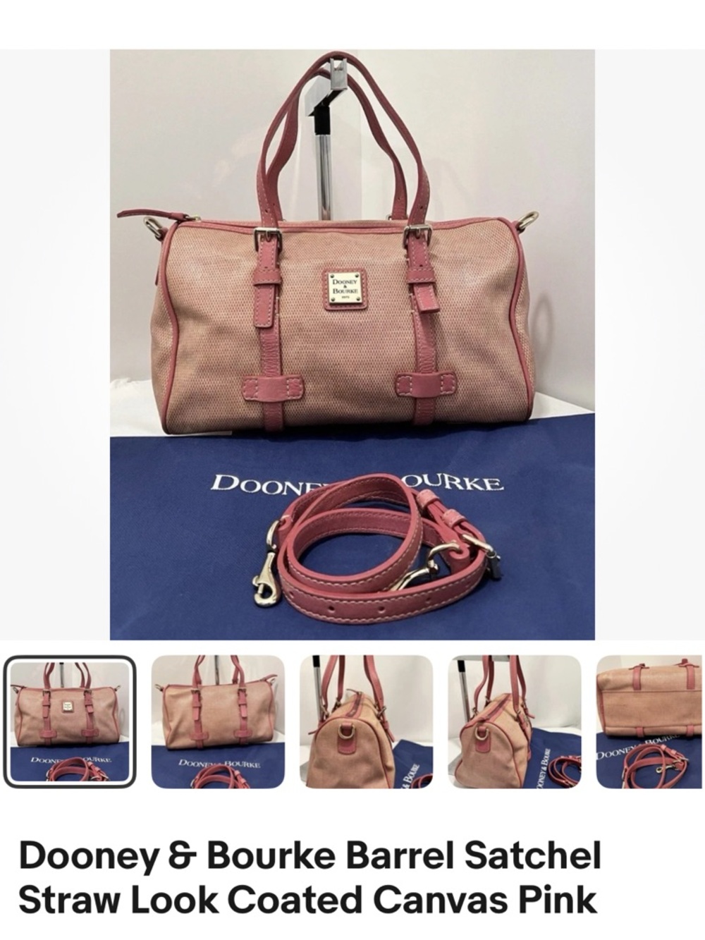 Dooney & Bourke Pink Barrel Satchel with Leather Trim